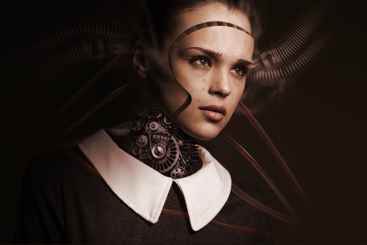 robot, woman, face ai